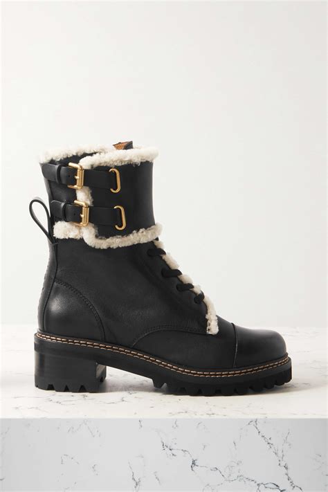 see by chloe schnürboots|see by chloe shearling boots.